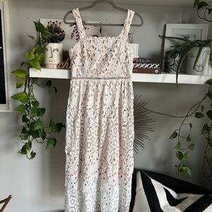 Just Me White Lace A-Line Midi Dress - Kentucky Derby! Size Small